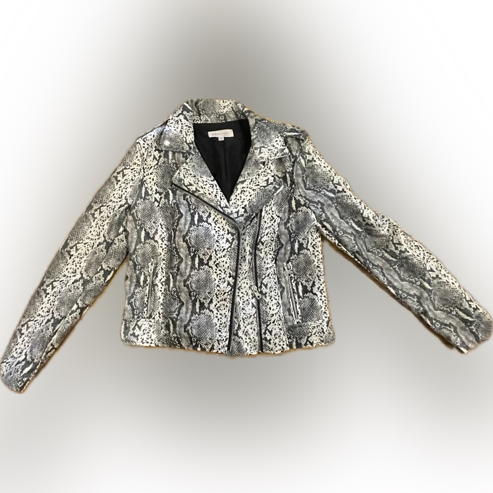 Philosophy Snakeskin Faux Leather Moto Jacket - Medium